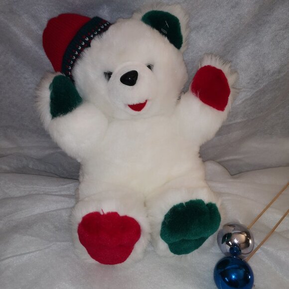 Vintage Terra Nova (division of Ganz) 1994 Edition Stuffed White Christmas Bear - Picture 1 of 5